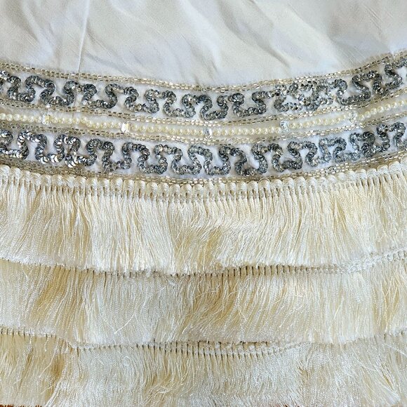 Balsam Hill Plaza Fringed Christmas Tree Skirt 60" White With Silver Accents NEW - Picture 10 of 11
